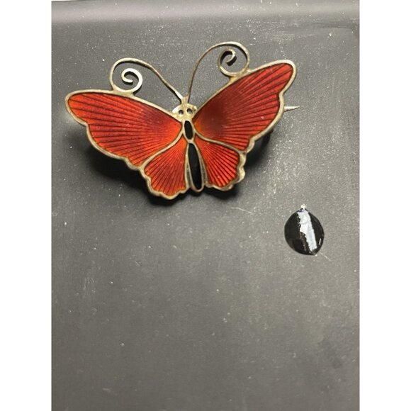 Vintage D-A David Andersen Norway Red Sterling 925 Silver Butterfly Pin Brooch - Picture 14 of 14